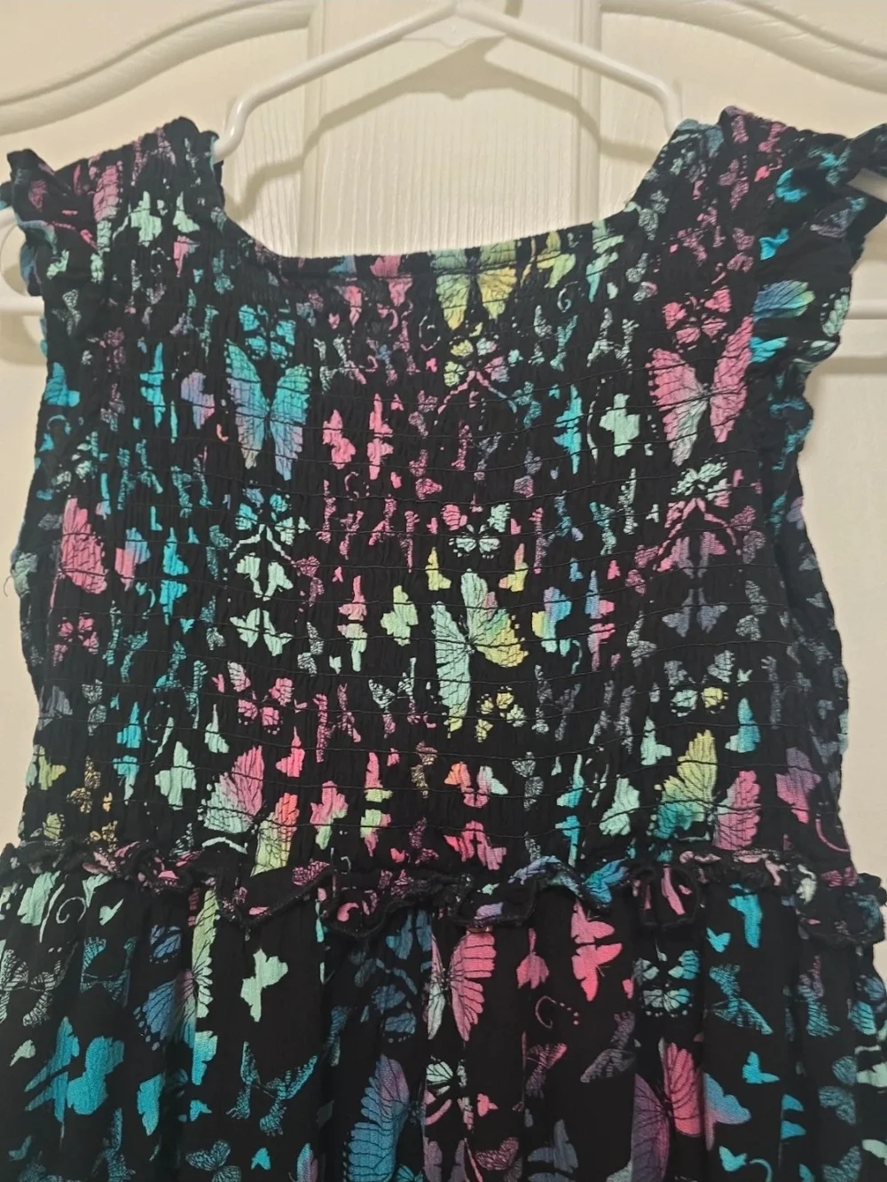 Justice Black Maxi Dress with Multicolor Butterfly Print